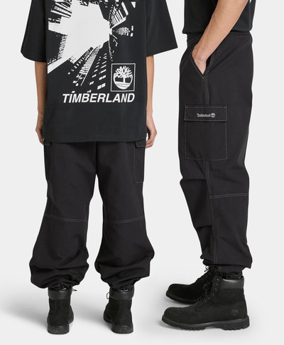 Pantalón Cargo De Canvas Relaxed Fit Unisex, Negro