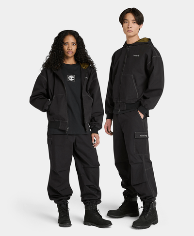 Pantalón Cargo De Canvas Relaxed Fit Unisex, Negro
