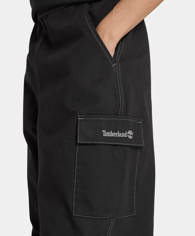 Pantalón Cargo De Canvas Relaxed Fit Unisex, Negro