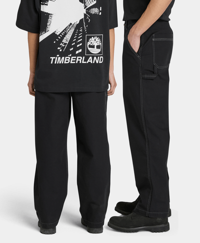 Pantalón de carpintero de lona de algodón Unisex, Negro