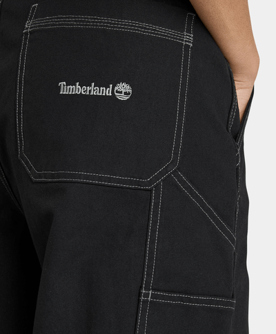 Pantalón de carpintero de lona de algodón Unisex, Negro