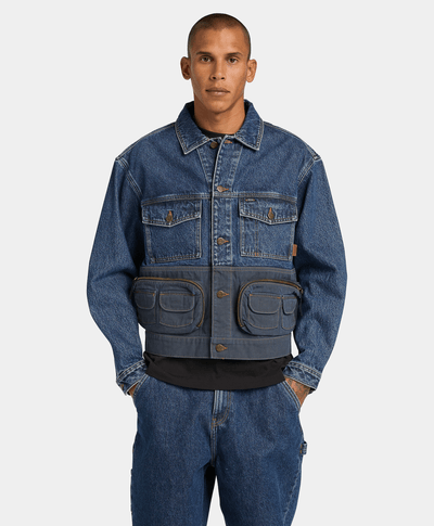 Chamarra de Mezclilla Híbrida, Azul