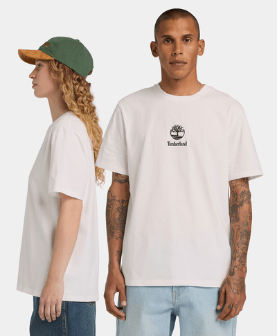 Playera unisex de manga corta Small Logo Print, Blanco