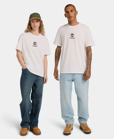 Playera unisex de manga corta Small Logo Print, Blanco