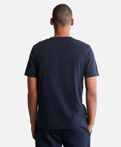Playera de algodón orgánico para Hombre con logotipo lineal, Azul