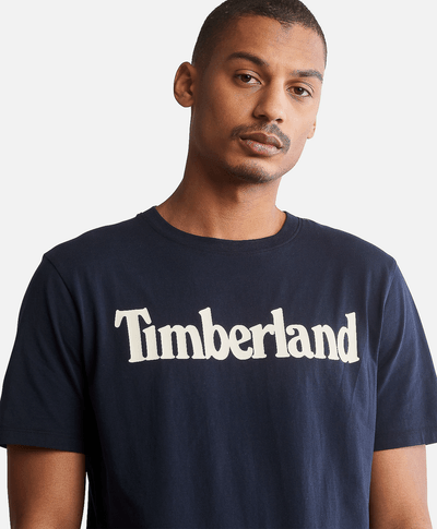 Playera de algodón orgánico para Hombre con logotipo lineal, Azul