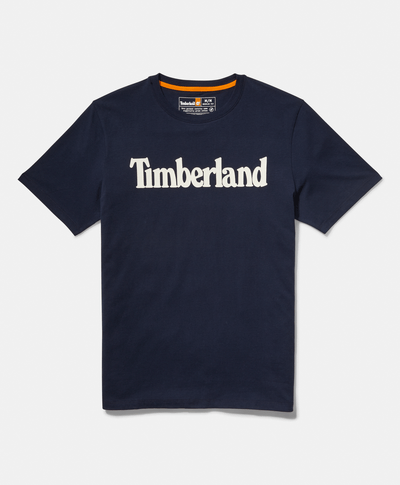Playera de algodón orgánico para Hombre con logotipo lineal, Azul