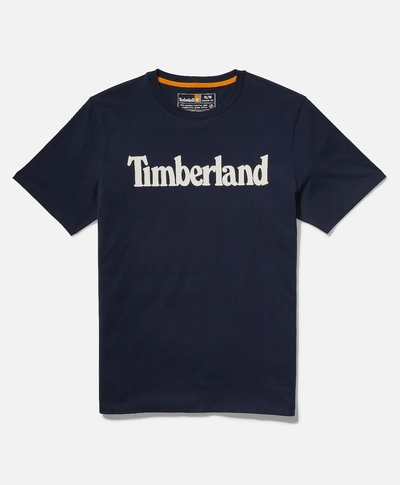 Playera de algodón orgánico para Hombre con logotipo lineal, Azul
