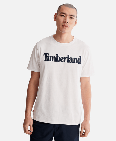 Playera de algodón orgánico para Hombre con logotipo lineal, Blanco