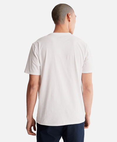 Playera de algodón orgánico para Hombre con logotipo lineal, Blanco