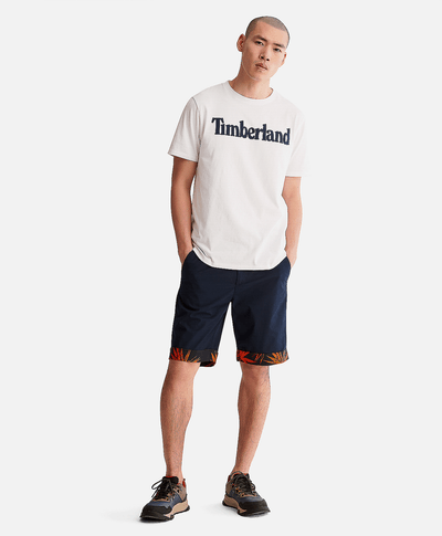 Playera de algodón orgánico para Hombre con logotipo lineal, Blanco