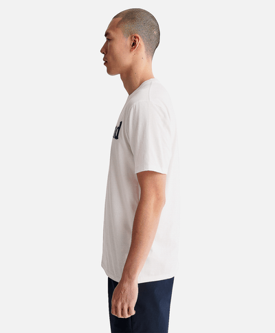 Playera de algodón orgánico para Hombre con logotipo lineal, Blanco