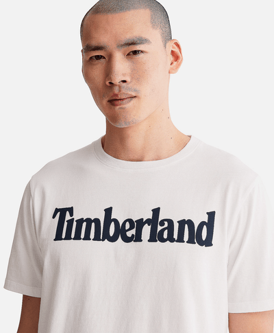 Playera de algodón orgánico para Hombre con logotipo lineal, Blanco