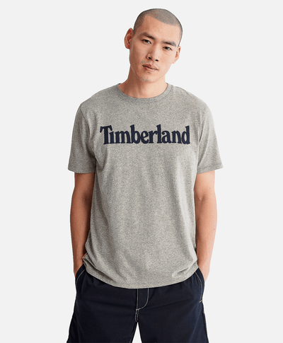 Playera de algodón orgánico para Hombre con logotipo lineal, Gris