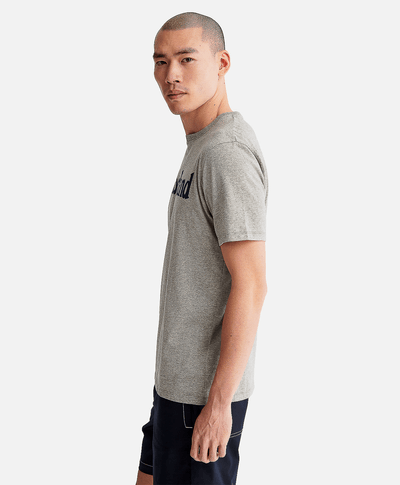 Playera de algodón orgánico para Hombre con logotipo lineal, Gris
