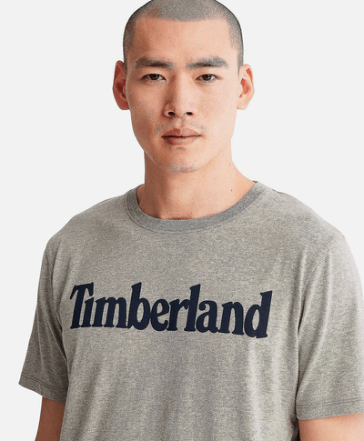 Playera de algodón orgánico para Hombre con logotipo lineal, Gris