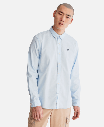 Camisa manga larga Ela River Elevated Oxford Solid Slim para Hombre, Azul