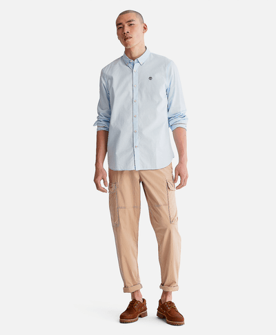 Camisa manga larga Ela River Elevated Oxford Solid Slim para Hombre, Azul