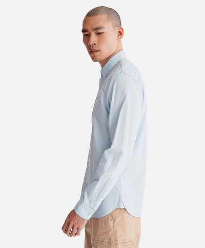 Camisa manga larga Ela River Elevated Oxford Solid Slim para Hombre, Azul