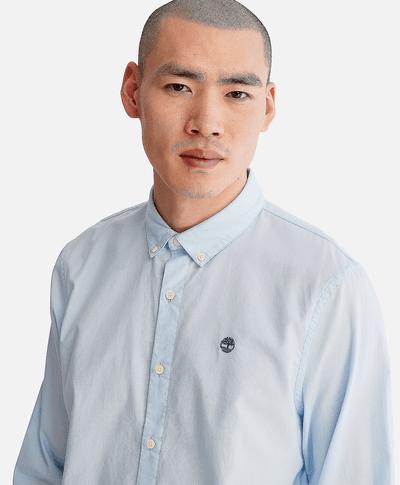 Camisa manga larga Ela River Elevated Oxford Solid Slim para Hombre, Azul