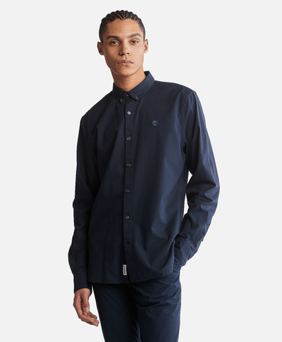 Camisa manga larga Ela River Elevated Oxford Solid Slim para Hombre, Azul