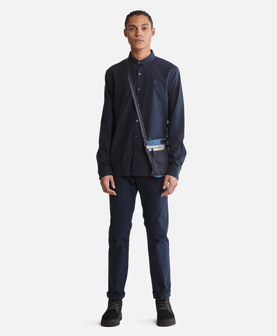 Camisa manga larga Ela River Elevated Oxford Solid Slim para Hombre, Azul