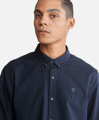 Camisa manga larga Ela River Elevated Oxford Solid Slim para Hombre, Azul