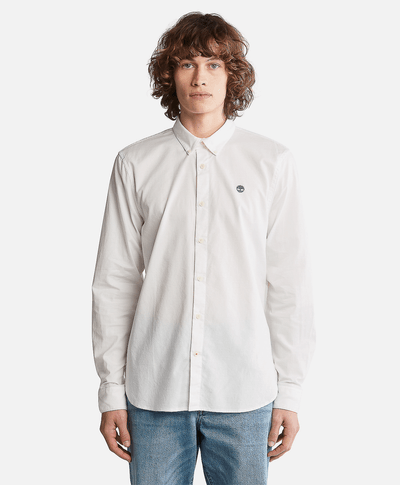 Camisa manga larga Ela River Elevated Oxford Solid Slim para Hombre, Blanco