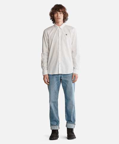 Camisa manga larga Ela River Elevated Oxford Solid Slim para Hombre, Blanco