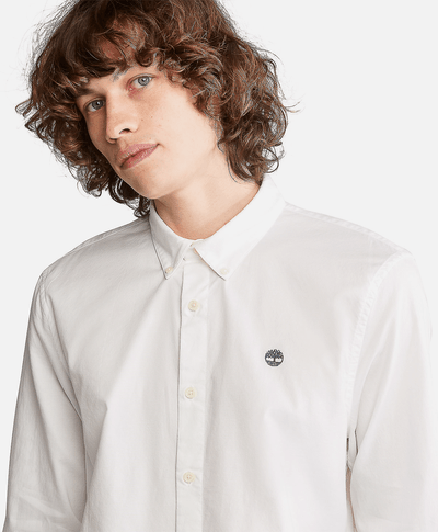 Camisa manga larga Ela River Elevated Oxford Solid Slim para Hombre, Blanco