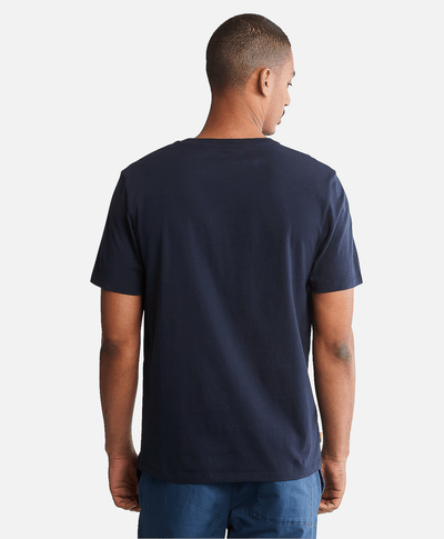 Playera de manga corta para Hombre de algodón orgánico con logo de árbol, Azul