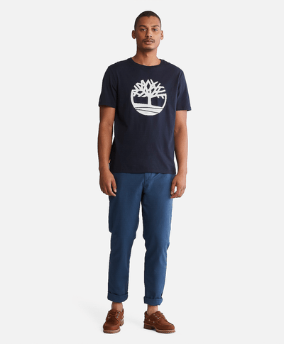 Playera de manga corta para Hombre de algodón orgánico con logo de árbol, Azul