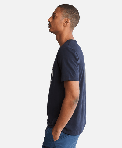 Playera de manga corta para Hombre de algodón orgánico con logo de árbol, Azul