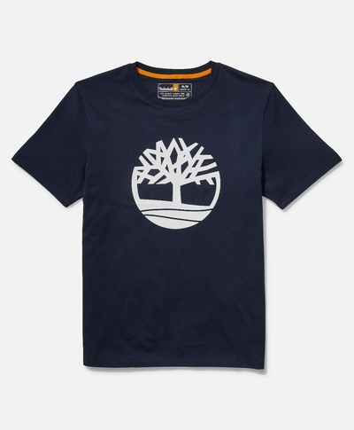 Playera de manga corta para Hombre de algodón orgánico con logo de árbol, Azul