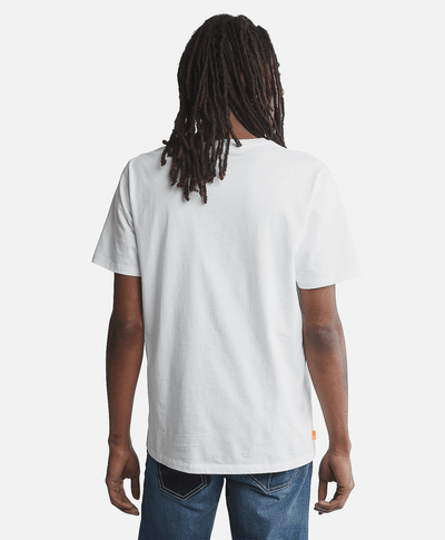 Playera de manga corta para Hombre de algodón orgánico con logo de árbol, Blanco
