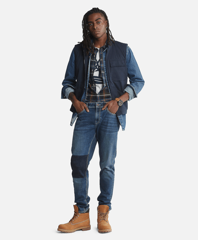 Playera de manga corta para Hombre de algodón orgánico con logo de árbol, Blanco