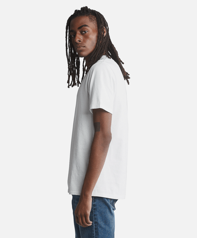 Playera de manga corta para Hombre de algodón orgánico con logo de árbol, Blanco