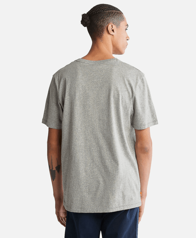 Playera de manga corta para Hombre de algodón orgánico con logo de árbol, Gris
