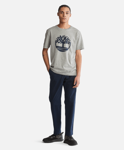 Playera de manga corta para Hombre de algodón orgánico con logo de árbol, Gris