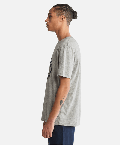 Playera de manga corta para Hombre de algodón orgánico con logo de árbol, Gris