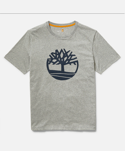 Playera de manga corta para Hombre de algodón orgánico con logo de árbol, Gris