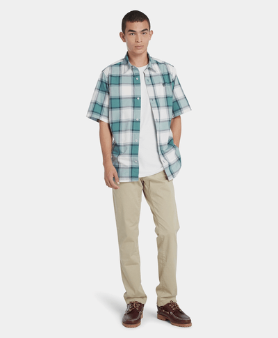 Playera con logo en el pecho para hombre, Blanco