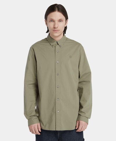 Camisa De Popelina Elastica Regular Fit Para Hombre, Gris