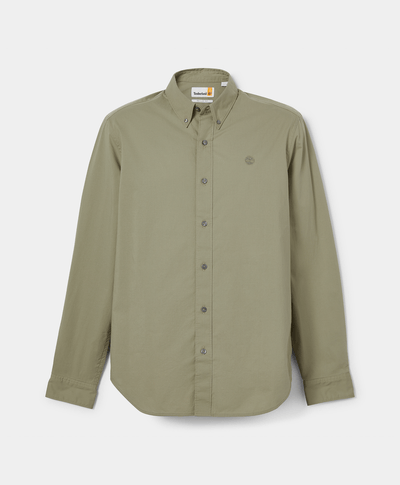 Camisa De Popelina Elastica Regular Fit Para Hombre, Gris