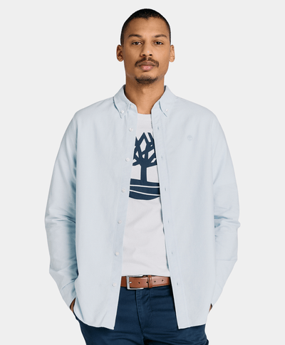 Camisa Oxford Regular Fit Para Hombre, Azul