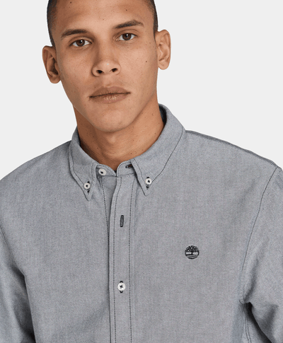 Camisa Oxford Slim Fit Para Hombre, Negro