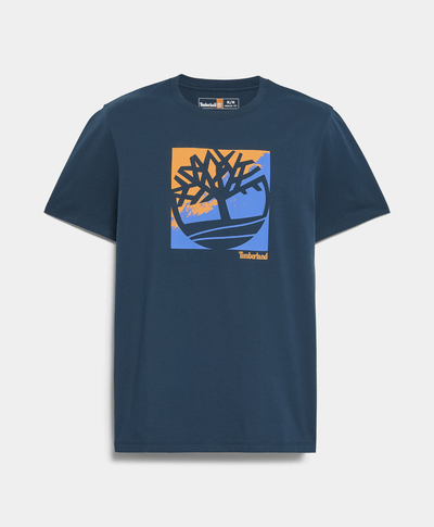 Playera Regular Fit Con Logo Grafico Para Hombre, Azul