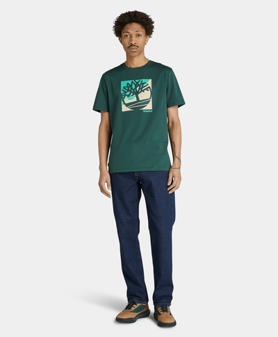 Playera Regular Fit Con Logo Grafico Para Hombre, Verde