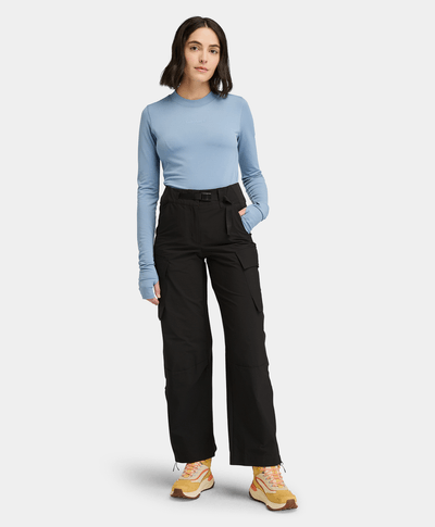 Pantalones De Senderismo StraIght Fit Para Mujer, Negro