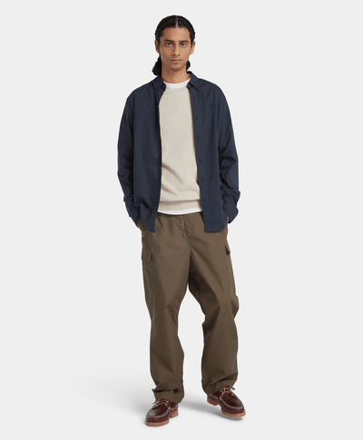 Camisa De Popelina Regular Fit Para Hombre, Azul